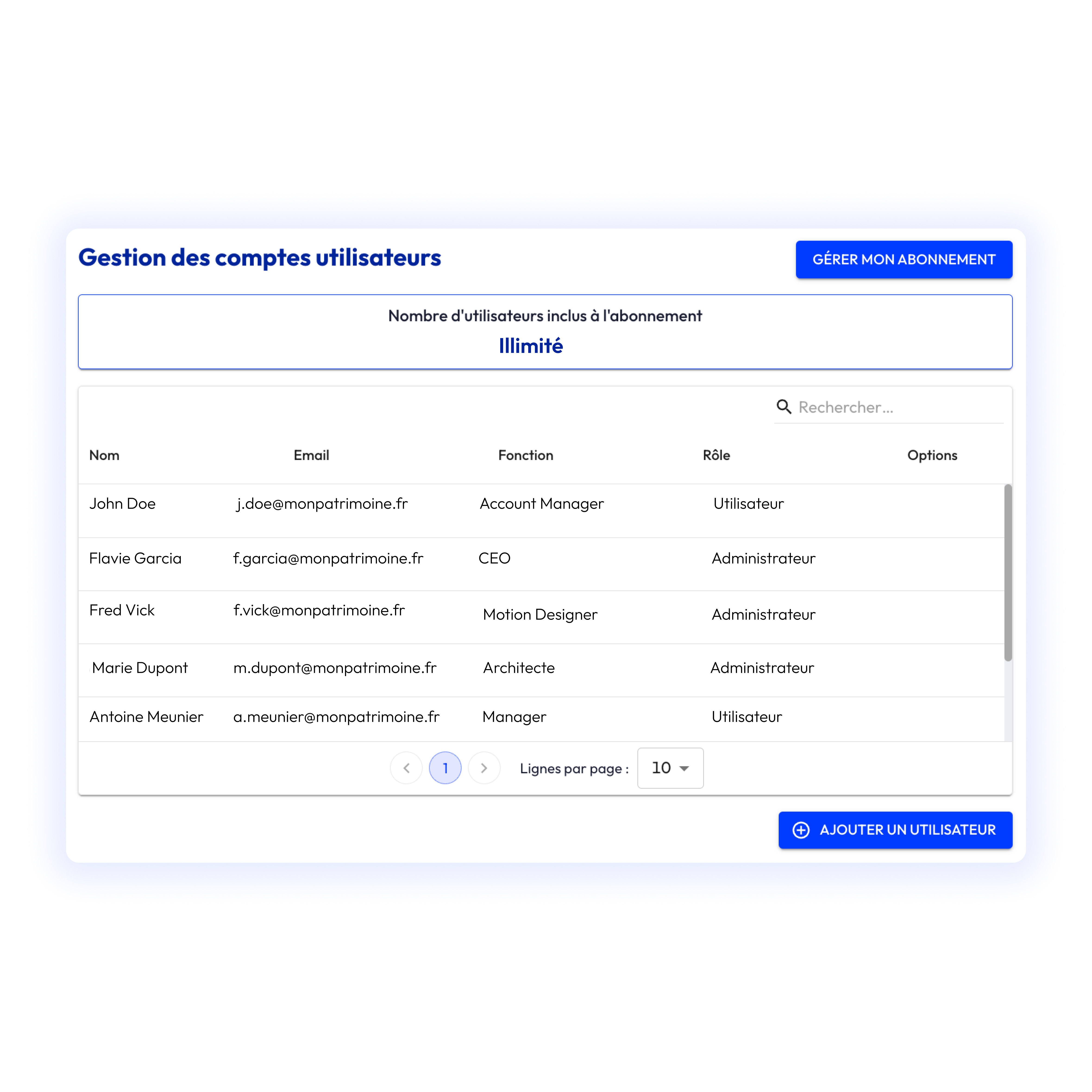 Gestion comptes utilisateurs